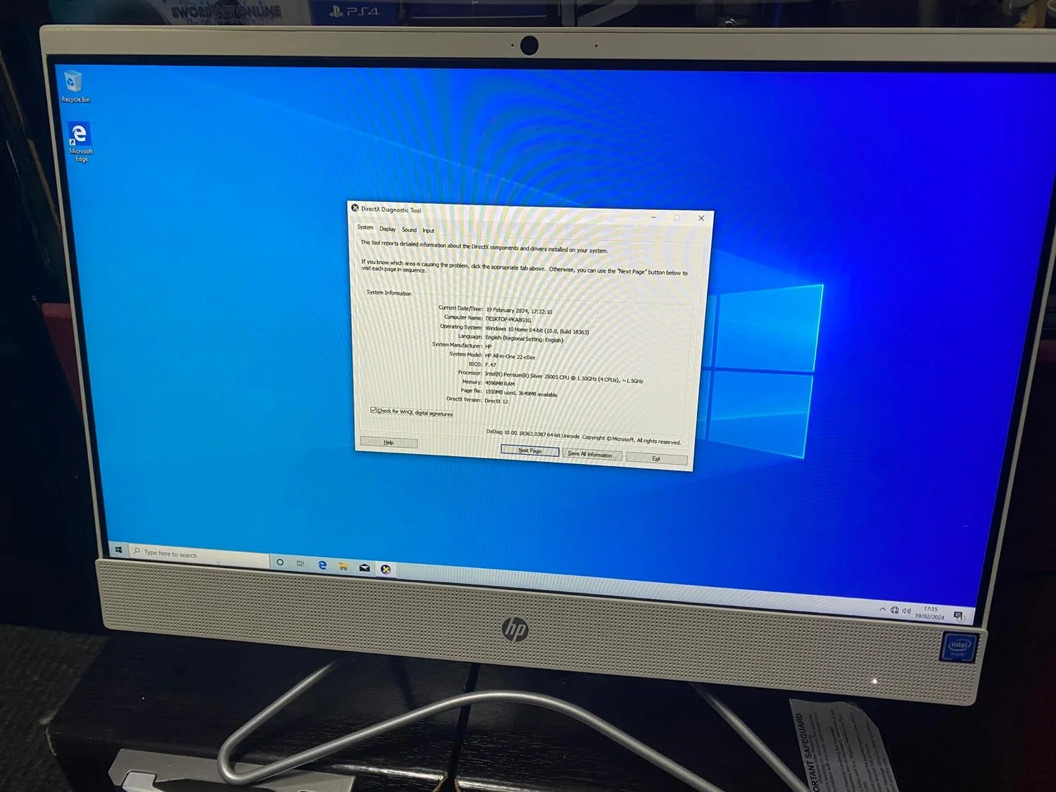 Windowsデスクトップ HP All-in-One 22 Pentium J5005 8gb HP All-In-One 22-C0020NA 22
